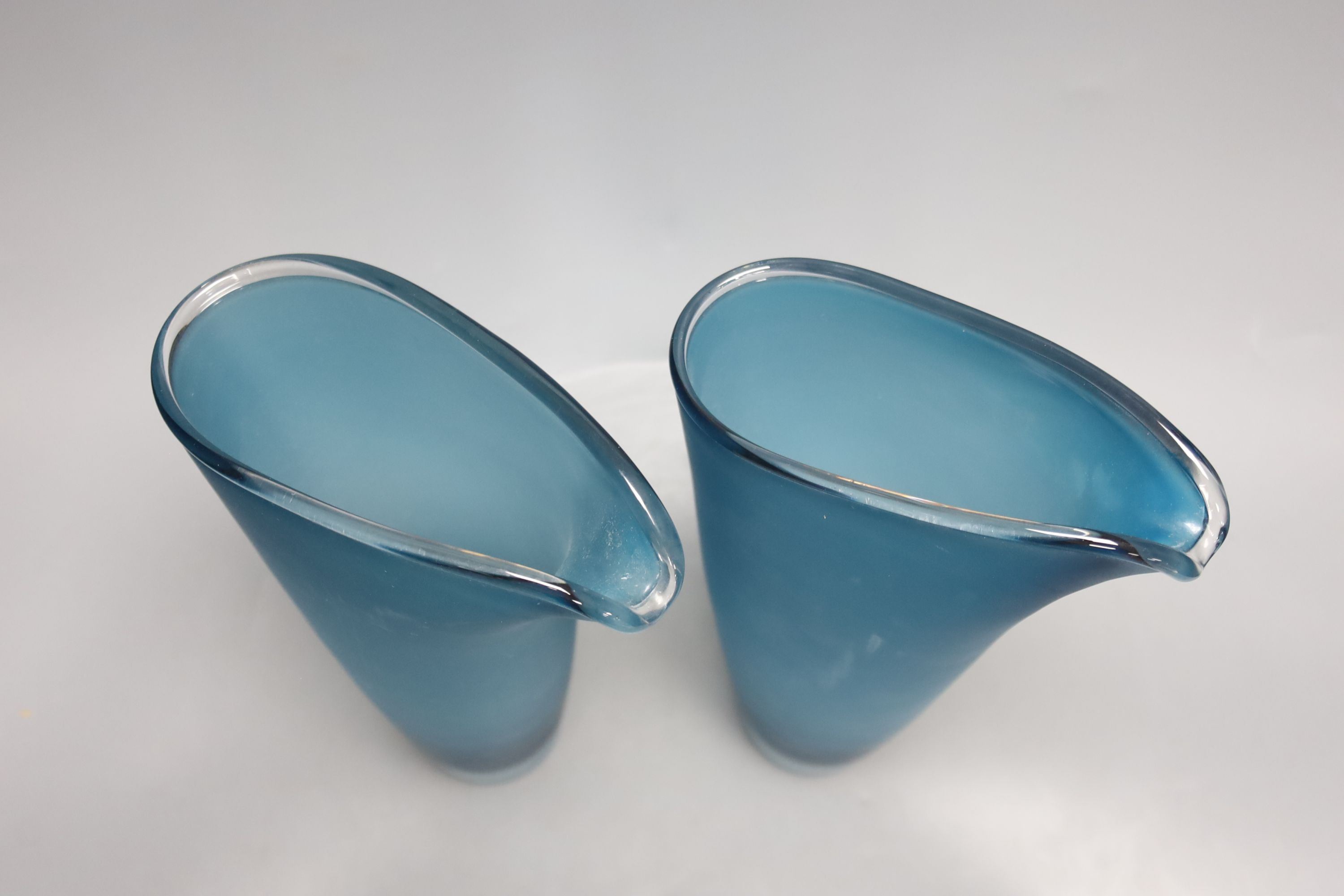 A pair of 1980's Jestyn Davis glass vases for London Glass Works, height 31cm